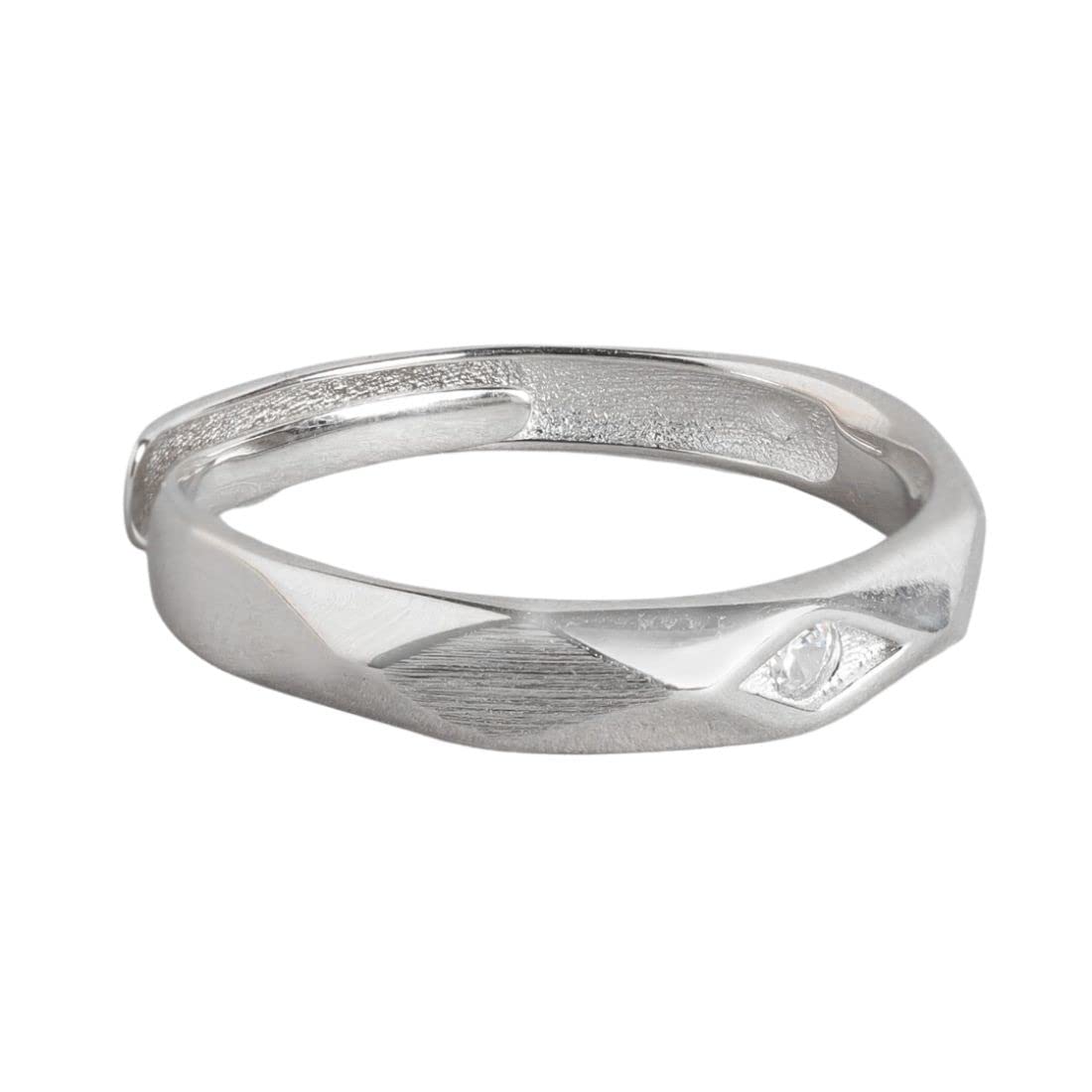 ZAVYA Cross CZ Studded 925 Pure Silver Male Ring (Adjustable) SIZE